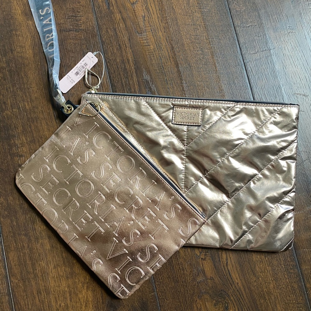 NWT Gold Victoria’s Secret Accessory Pouches